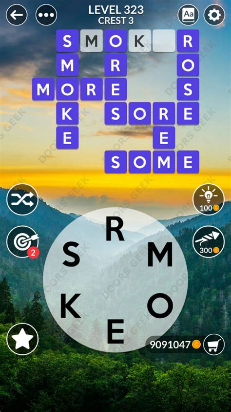 It is a popular game that involves solving crossword-style puzzles by using letter tiles to create words. . Wordscapes 323